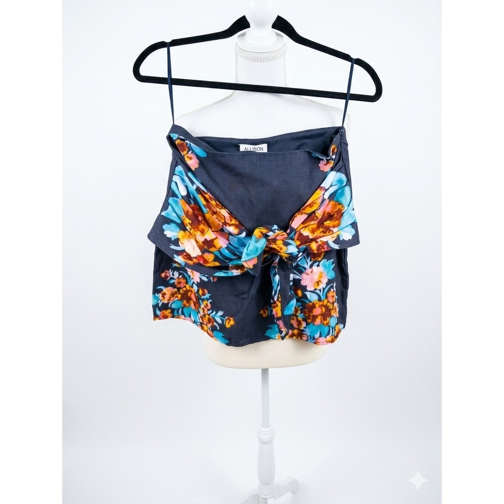 Allison‎ New York Janis Skirt Navy Floral Front Tie Mini Skirt S NEW